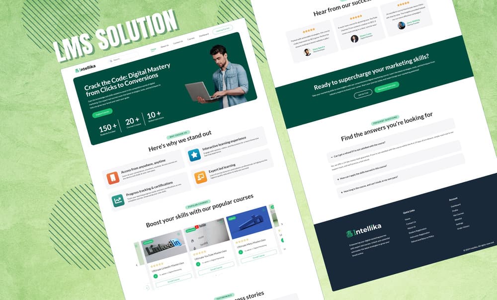 Intellika E-learning online course website built using WordPress & Tutor LMS
